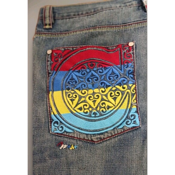 COOGI Y2K Baggy Jeans 42x33 Wide Leg Hip-Hop Denim Streetwear Patchwork Logo - Picture 16 of 16